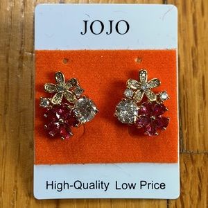 Floral Rhinestone Stud Earrings